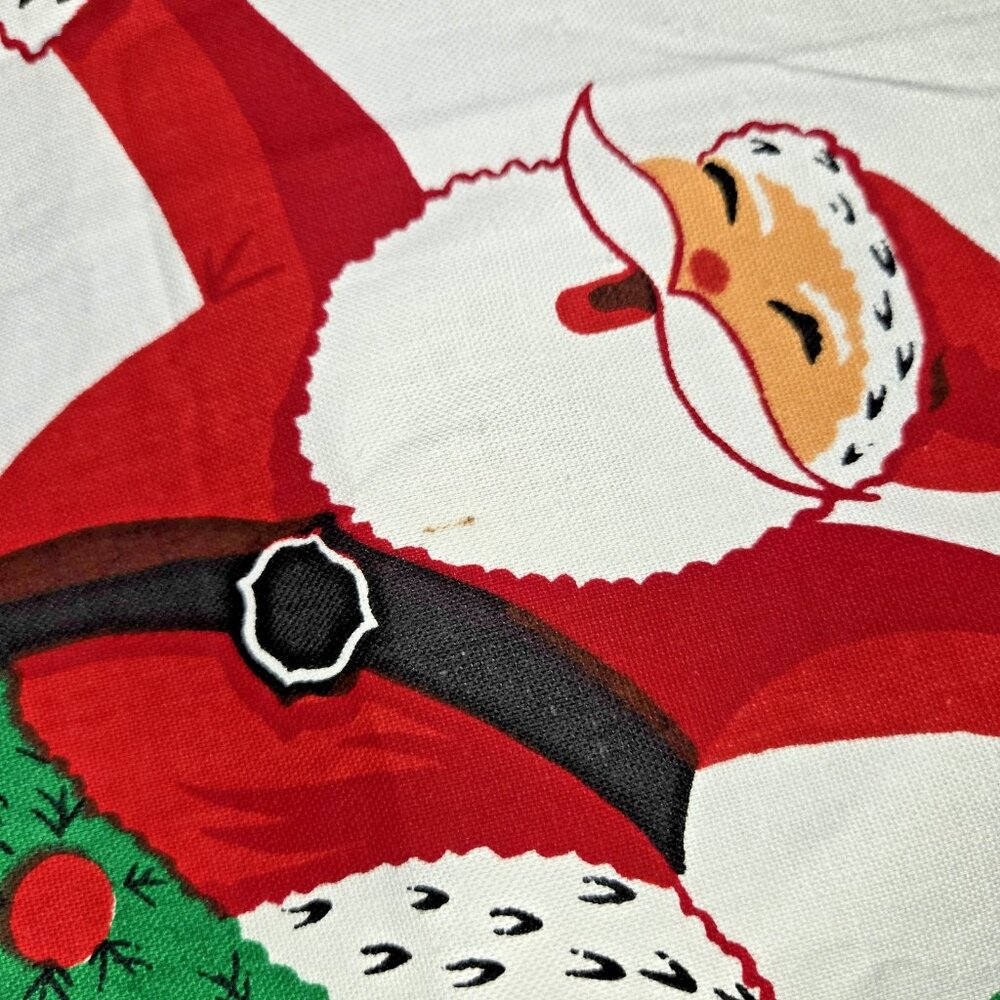 Vintage Tablecloth Christmas Dancing Santa 1950s 60s Mid Century - Picture 8 of 11